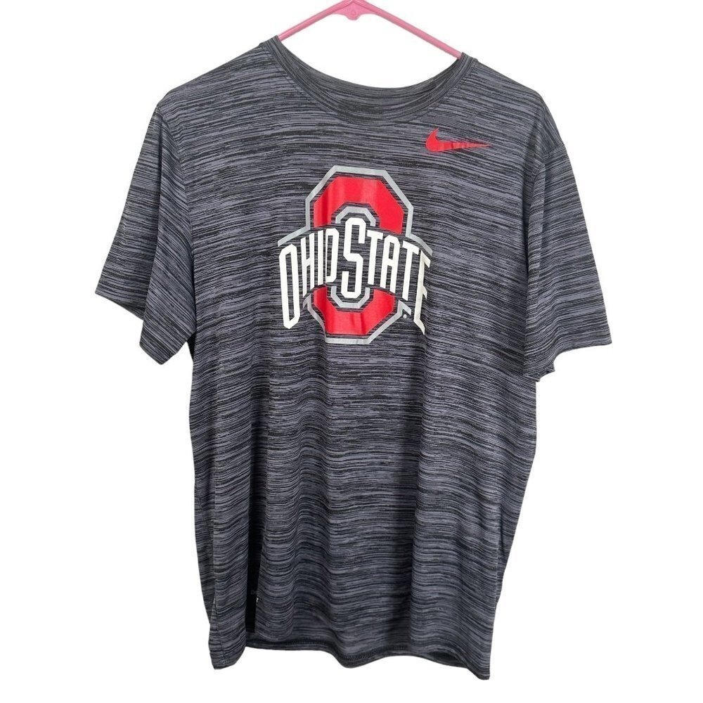 Nike Ohio State Buckeyes Dri-FIT Space Dye Gray T-Shirt Men's Large OSU NCAA